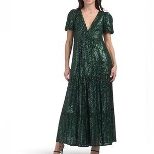 NWT Sail to Sable x Style Charage Green Sequin Maxi Dress